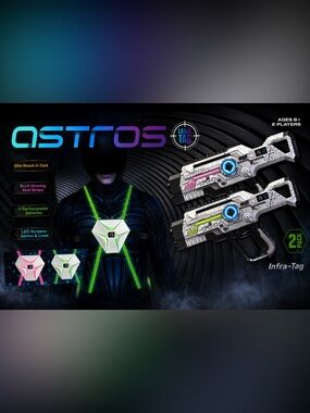 Kids Infra-Tag Laser Tag Set - Silver with Blue & Green Accents